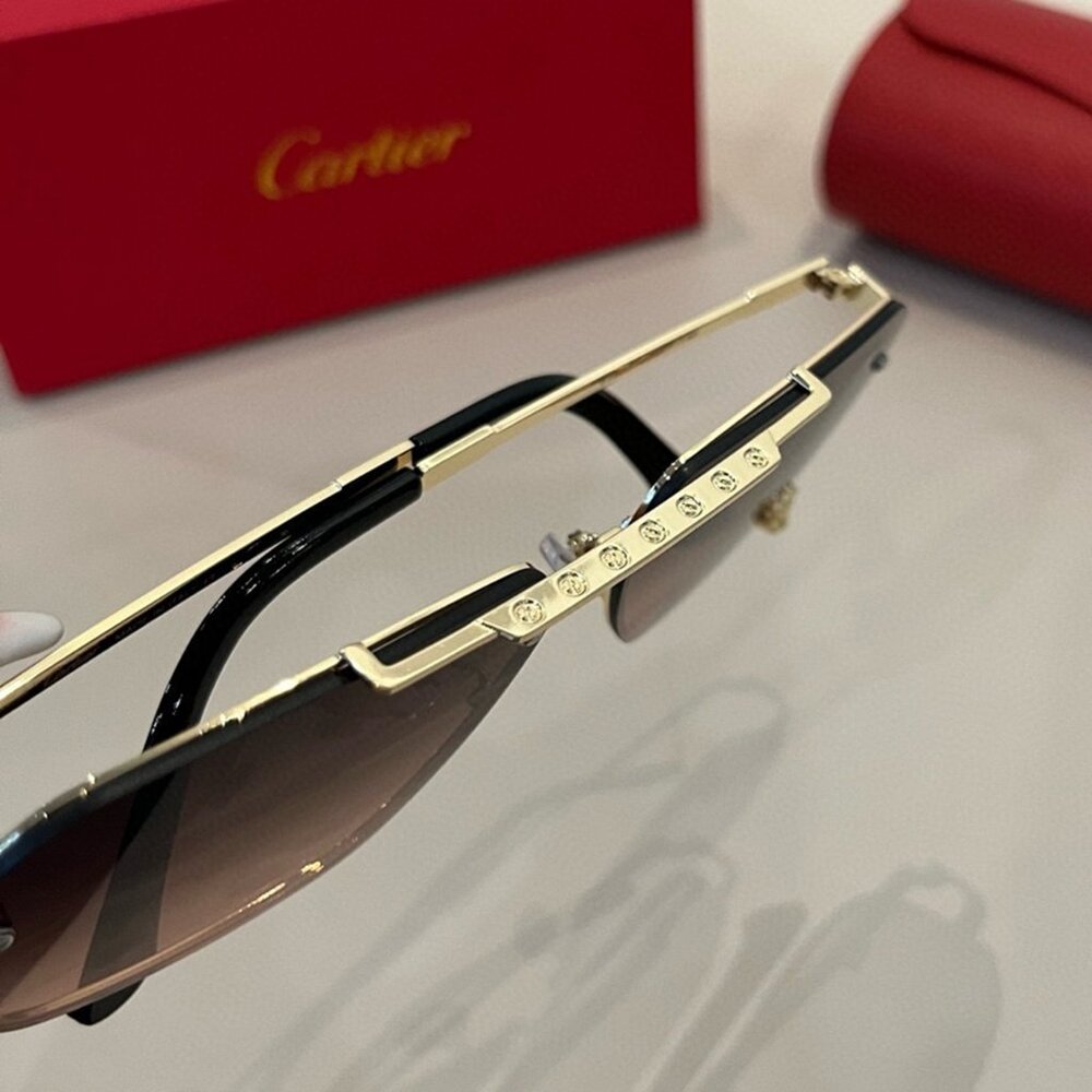 Cartier Black and Gold Metal Sunglasses Eyewear - Picture 7 of 7